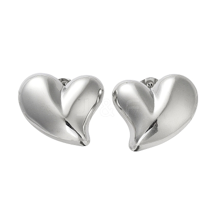 Non-Tarnish Heart 304 Stainless Steel Stud Earrings for Women EJEW-L272-033P-03-1