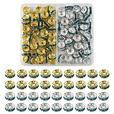 120Pcs 2 Colors Brass Rhinestone Spacer Beads RB-FS0001-05B-1
