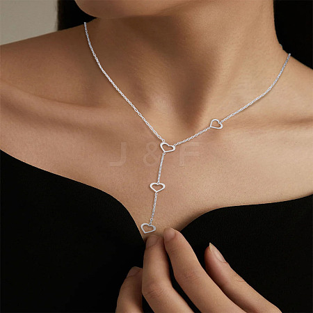 1Pc Stainless Steel Heart Bid Necklaces for Women NJEW-LP0003-22B-1