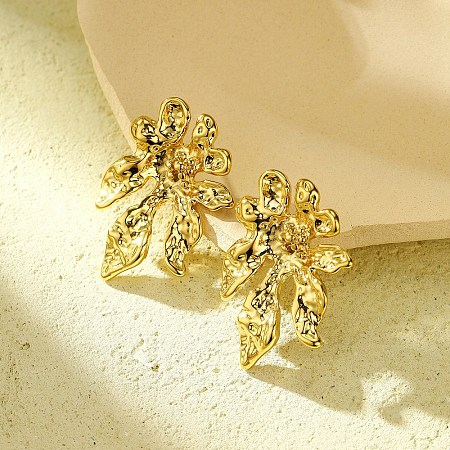 304 Stainless Steel Flower Stud Earrings for Women EJEW-U023-08G-1