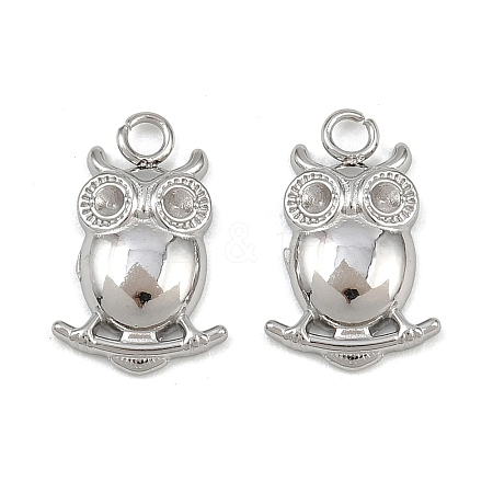 304 Stainless Steel Owl Pendant Rhinestone Settings STAS-H242-02P-1