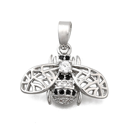 Brass Micro Pave Cubic Zirconia Pendants KK-P336-16B-P-1