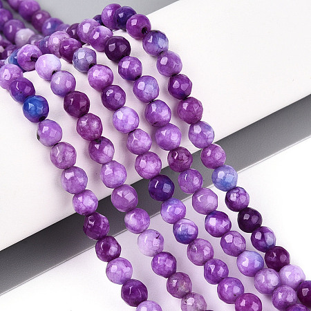 Dyed Natural White Jade Beads Strands X-G-T139-4mm-60-11-1
