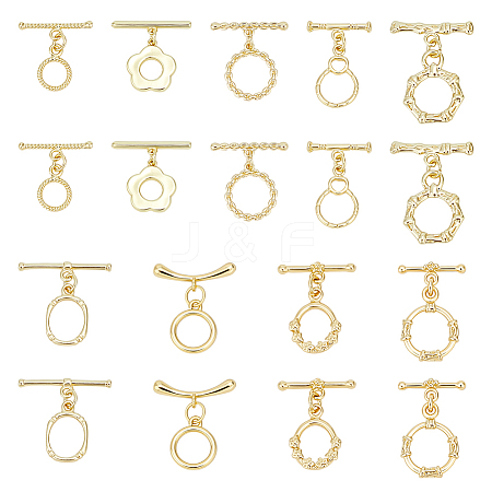 18Pcs 9 Styles Brass Toggle Clasps KK-ME0003-86-1