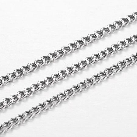304 Stainless Steel Curb Chains CHS-P001-03P-0.6mm-1