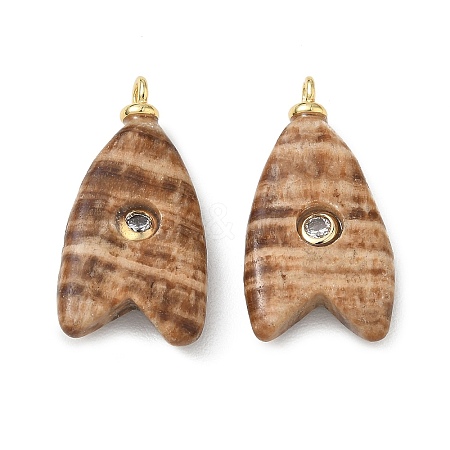 Brass & Natural Gemstone & Cubic Zirconia Pendants GG-CBAD360-20G-02-1