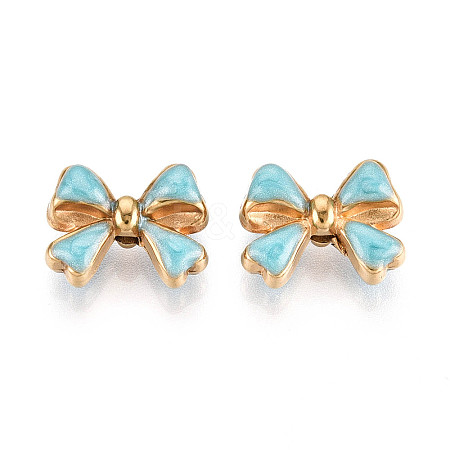 Ion Plating(IP) 304 Stainless Steel Enamel Beads STAS-N114-23I-G-1
