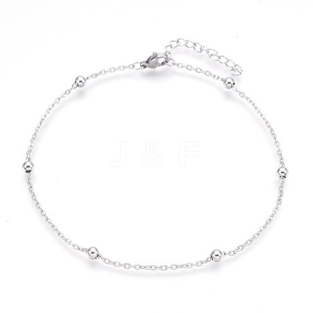 304 Stainless Steel Cable Chain Anklets AJEW-P069-03P-1
