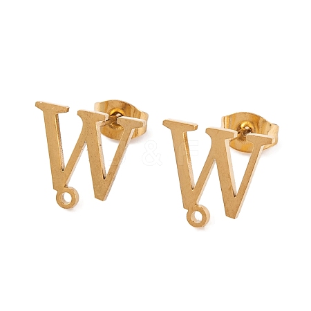 Ion Plating(IP) 304 Stainless Steel Stud Earrings FIND-Q103-01W-G-1