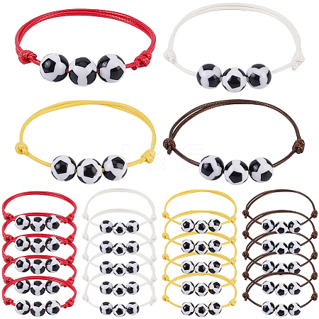 24Pcs 4 Colors Adjustable Waxed Nylon Thread Braided Beads Bracelets BJEW-GF0001-33-1
