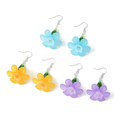 3 Pairs Acrylic & Glass Dangle Earrings for Women EJEW-TA00562-1