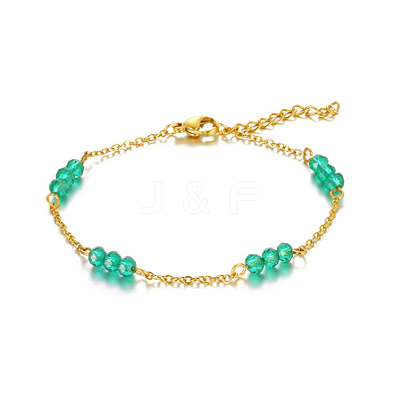 Adjustable 304 Stainless Steel with Glass Beaded Bracelet for Women ZT6670-1-1