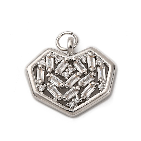 Brass Micro Pave Cubic Zirconia Pendants KK-P308-17P-1
