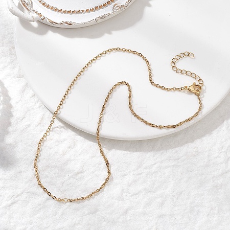 2MM 304 Stainless Steel Cable Chain Singapore Chain Necklaces for Women NJEW-JN05558-1