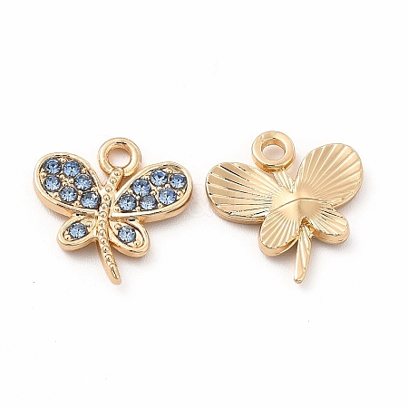 Rack Plating Eco-friendly Alloy Rhinestone Charms FIND-A025-13G-02-1