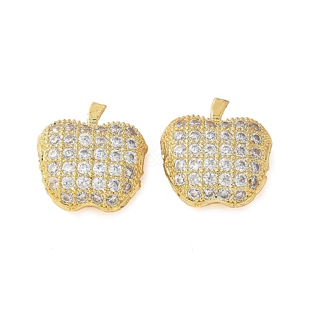 Brass Micro Pave Cubic Zirconia Charms KK-C086-11G-1