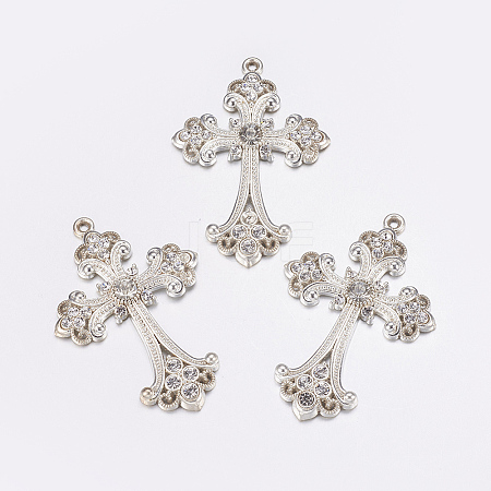 Alloy Rhinestone Cross Big Pendants LS-ALRI-1475-S-NR-1