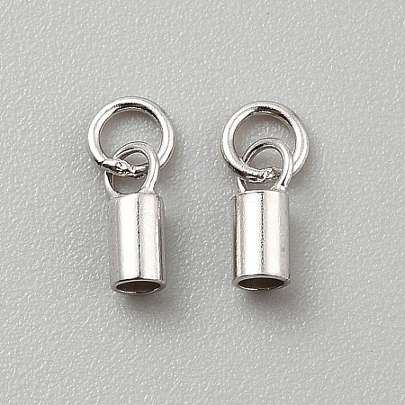 Rhodium Plated Sterling Silver Cord Ends FIND-WH0152-837A-P-1