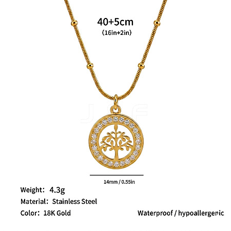 304 Stainless Steel Crystal Rhinestone Ring Pendant Necklaces WG906B2-02-1