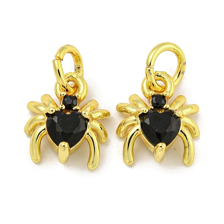 Rack Plating Brass Micro Pave Cubic Zirconia Spider Charms ZIRC-I065-02F-1
