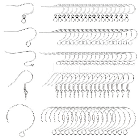 Beebeecraft 300Pcs 5 Style 304 Stainless Steel Earring Hooks STAS-BBC0004-44-1