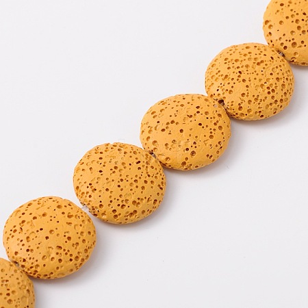 Lentil Dyed Synthetic Lava Rock Beads Strands G-N0103-13-1
