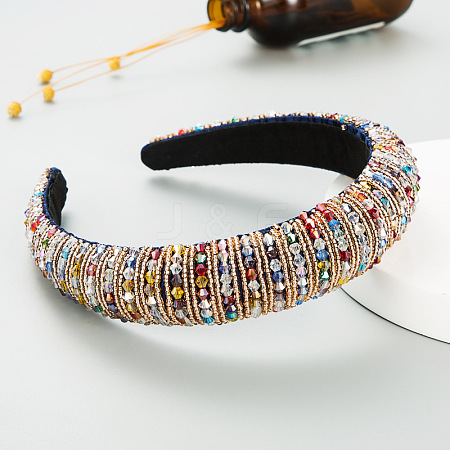 Bling Bling Glass Beaded Hairband OHAR-PW0007-26K-1