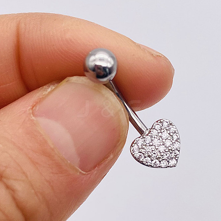 304 Stainless Steel Micro Pave Cubic Zirconia Belly Rings WGADED5-10-1