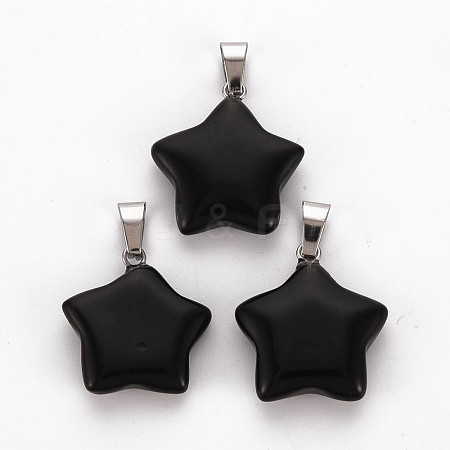 Star Natural Black Stone Pendants G-Q367-23-1