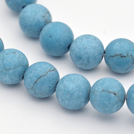 Synthetic Turquoise Round Beads Strands G-D658-4mm-1