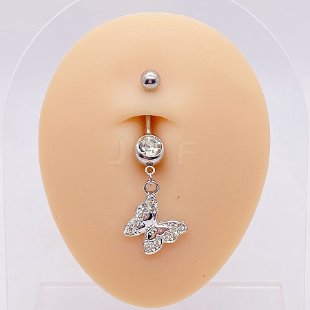 316L Surgical Stainless Steel Crystal Rhinestone Dangle Belly Rings WG83815-01-1