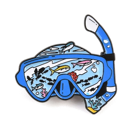 Diving Mask Enamel Brooches JEWB-I063-01EB-02-1
