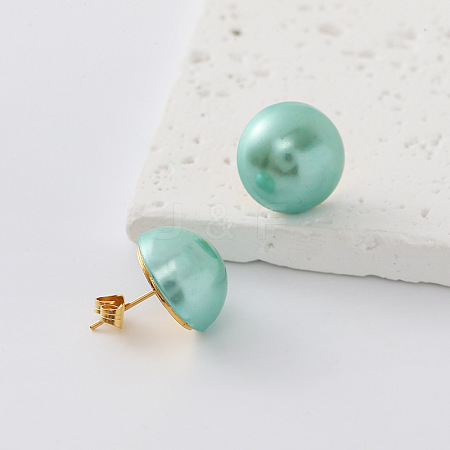 304 Stainless Steel Freshwater Pearl Round Stud Earrings for Women EY9885-4-1
