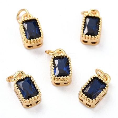 Real 18K Gold Plated Brass Inlaid Cubic Zirconia Charms ZIRC-L100-075G-05-1