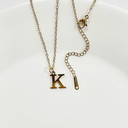 304 Stainless Steel Letter Pendant Necklaces NJEW-WH0027-26K-G-1