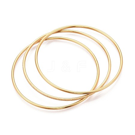 3Pcs 304 Stainless Steel Plain Bangles Set For Women BJEW-N033-01G-1