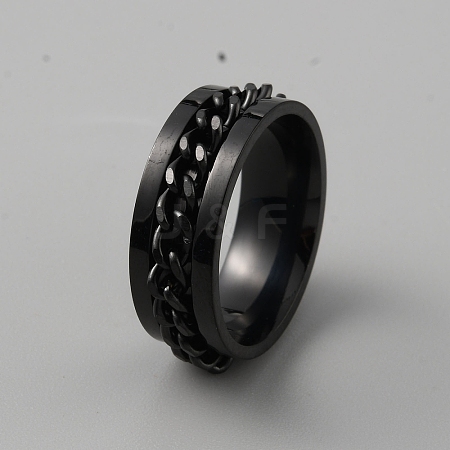 201 Stainless Steel Chain Rotating Finger Ring for Men RJEW-WH0011-12B-1