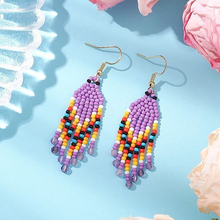 Bohemian Glass Seed Beads Dangle Earrings EJEW-MZ00338-02-1