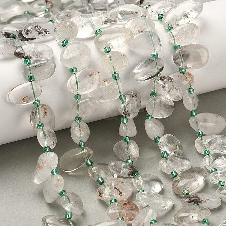 Natural Green Lodolite Quartz Beads Strands G-P604-A20-01-1