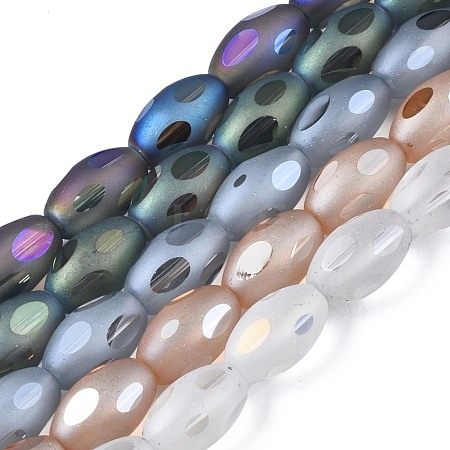 Frosted Electroplate Glass Beads Strands EGLA-S195-03C-1