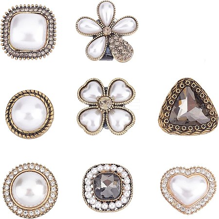 8pcs 8 style Alloy Shoe Buckle Clips FIND-FG0001-65-1