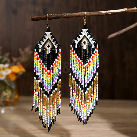 Bohemian Handmade Glass Tassel Dangle Earrings IS1650-1