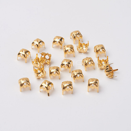 Square Brass Rhinestone Claw Settings KK-O084-05G-8x8mm-01-1