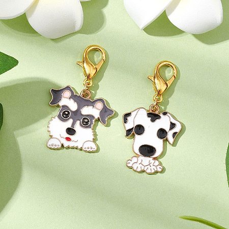 Dog Alloy Enamel Pendant Decorations HJEW-JM02659-1