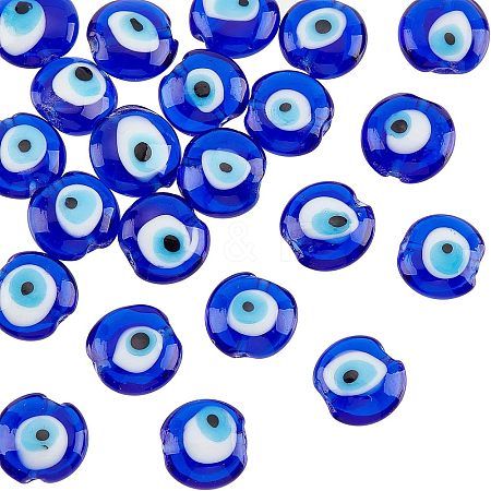  Handmade Evil Eye Lampwork Beads Strands LAMP-NB0001-61-1