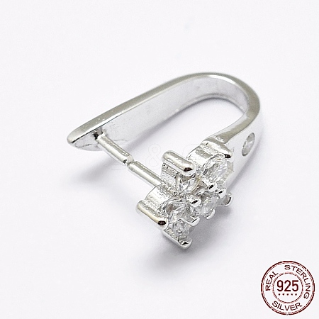 Anti-Tarnish Rhodium Plated 925 Sterling Silver Micro Pave Cubic Zirconia Pendant Bails STER-P034-54P-1