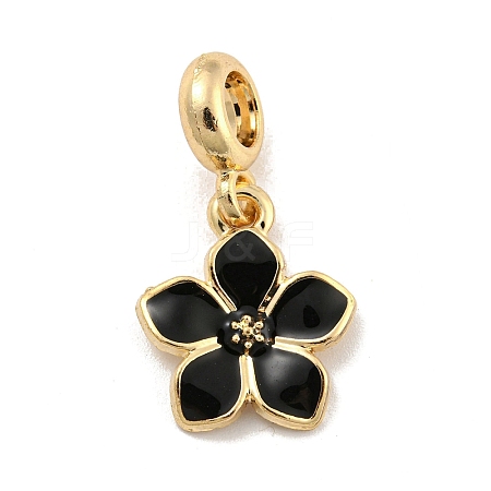 Rack Plating Alloy Enamel Flower European Dangle Charms FIND-B034-55G-06-1