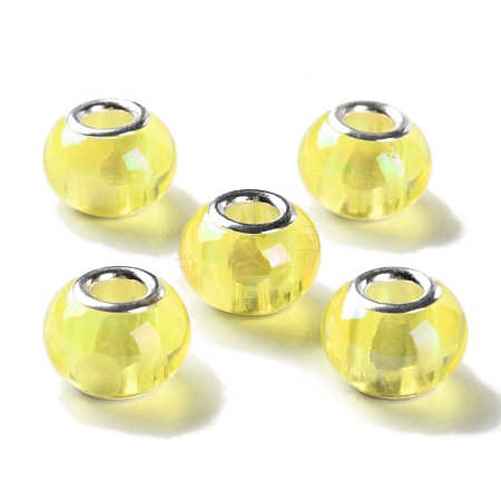 Shell Transparent Brass Cores Acrylic European Beads OACR-M024-07S-09-1