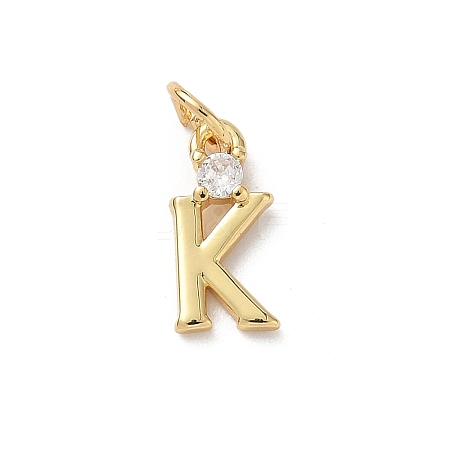 Brass Pave Clear Cubic Zirconia Charms KK-A273-01G-K-1