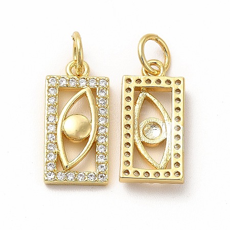 Rack Plating Brass Micro Pave Cubic Zirconia Charms ZIRC-K089-04G-1